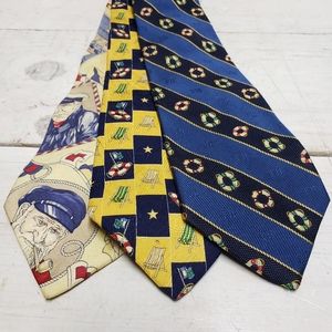3 Tommy Hilfiger Nautical Neckties sailing boat print tie